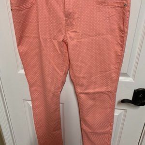 D Jeans stretchy pink with with poka dots